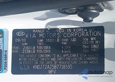 2011 Kia Soul + z USA, uszkodzony, nr VIN KNDJT2A25B7718595